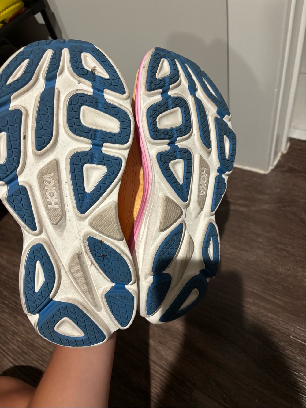 Hoka Yellow and Pink Women’s Running Shoes - Picture 3 of 4